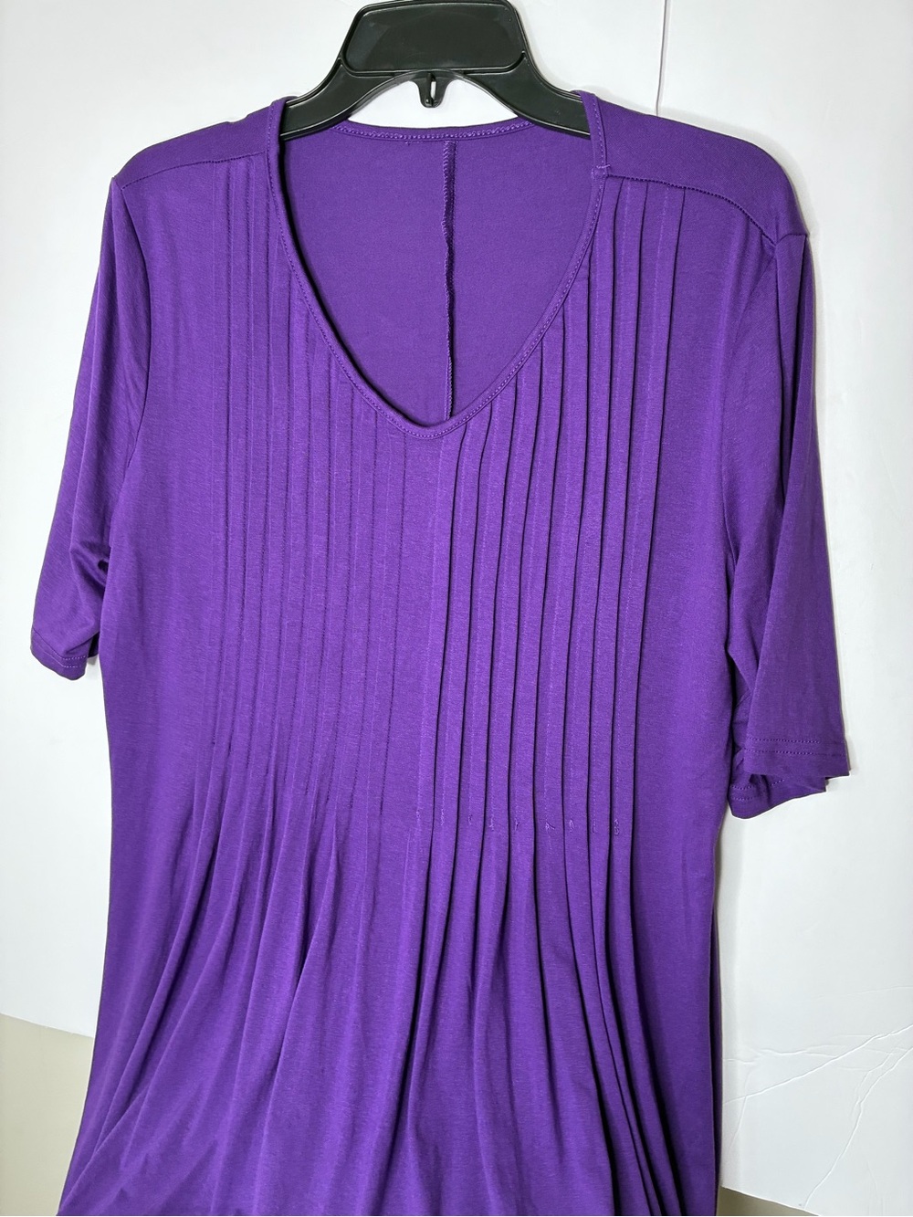 V-Neck Pleated Purple Women's Tunic Top